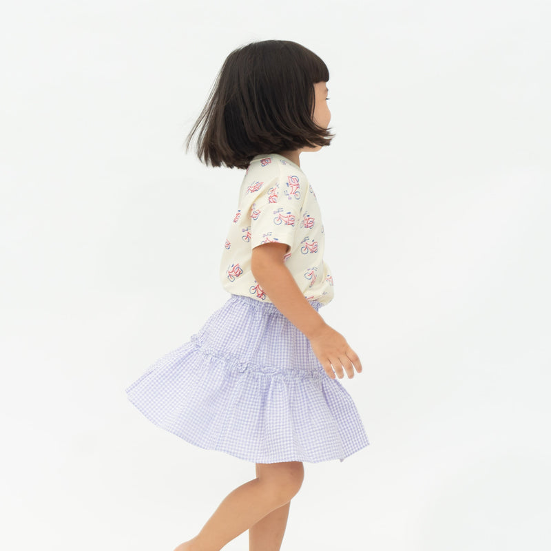 Resort Series - Girls Tiered Skirt in Purple Gingham by Le Petit Society — image 2