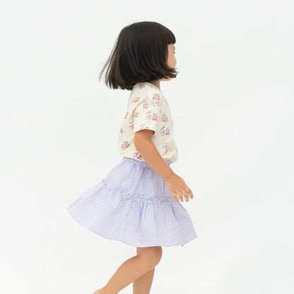 Resort Series - Girls Tiered Skirt in Purple Gingham by Le Petit Society — image 2