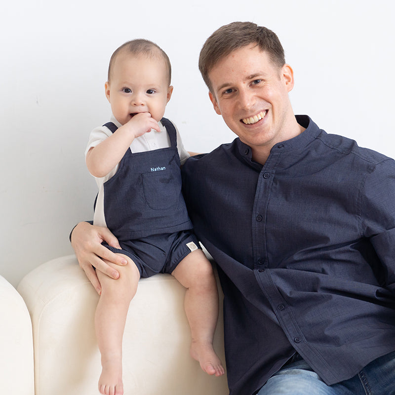 Papa & Mini - Baby Boy Overalls in Navy (Personalisable) by Le Petit Society — image 6