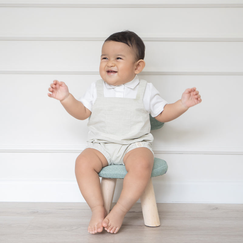 Papa & Mini - Baby Boy Overalls in Sage by Le Petit Society