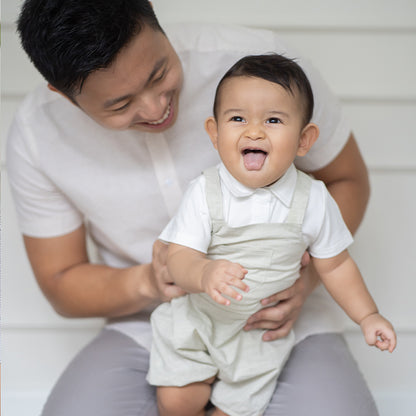 Papa & Mini - Baby Boy Overalls in Sage by Le Petit Society — image 6