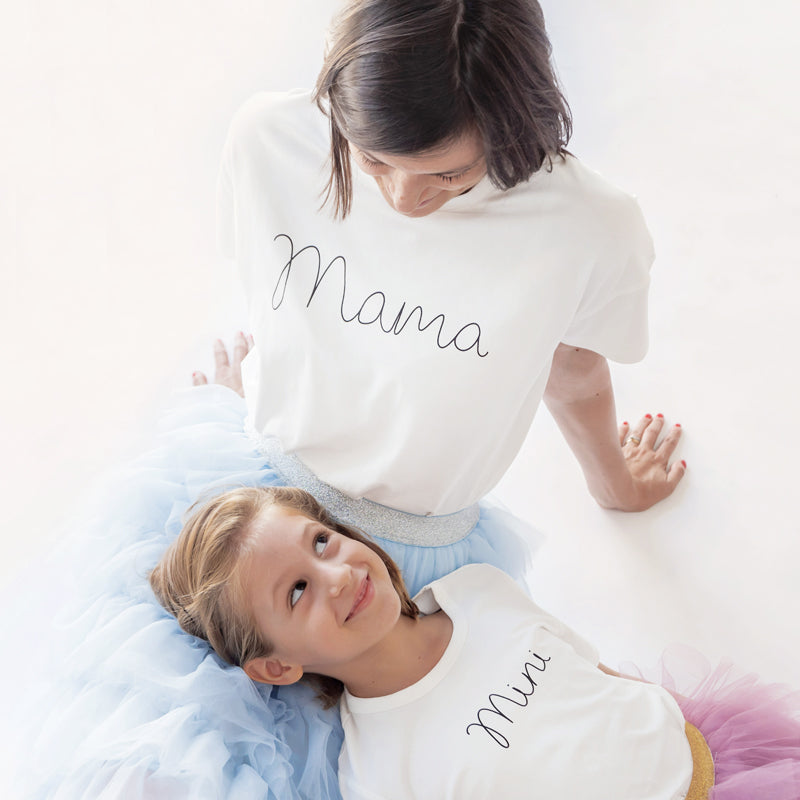 Family Tees - Mama Tee in White/Black by Le Petit Society