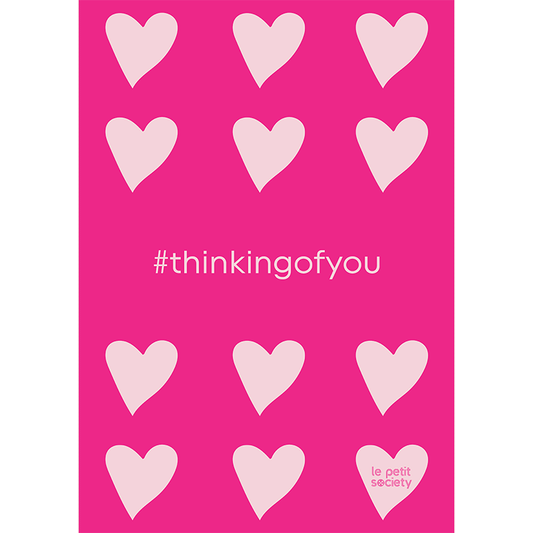 Le Petit Society e-gift card with a heart print and the text 'thinking of you'