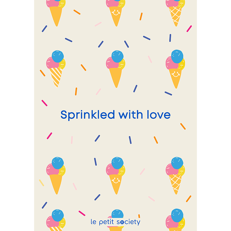 Le Petit Society e-gift card with an ice cream print and the text 'sprinkled with love'