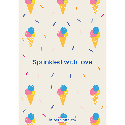 Le Petit Society e-gift card with an ice cream print and the text 'sprinkled with love'