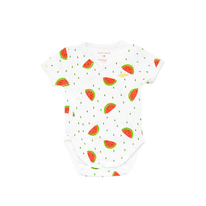 Baby Organic Kimono Romper in Watermelon Print by Le Petit Society — image 3