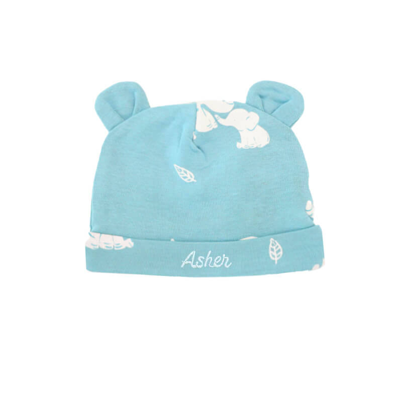 Baby Organic Bear Hat in Elephant Print by Le Petit Society — image 2