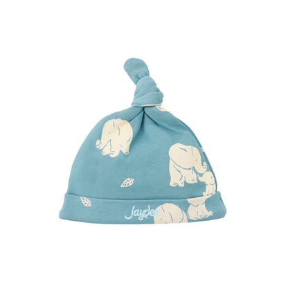 Baby Organic Knotted Hat in Elephant Print by Le Petit Society — image 3
