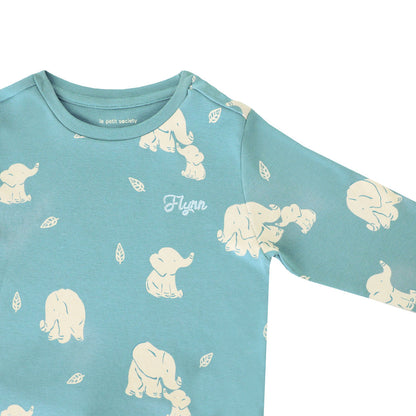 Kids Long Sleeve Organic Pyjamas Set in Elephant Print by Le Petit Society — image 7
