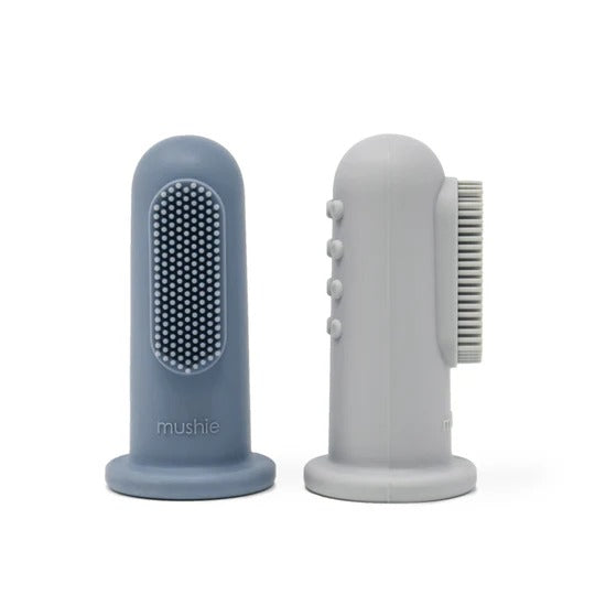 Finger Toothbrush in Stone/Tradewinds by Mushie