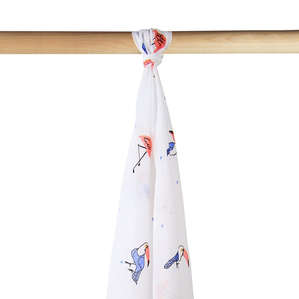 Baby Organic Swaddle in Flamingo & Toucan by Le Petit Society — image 5