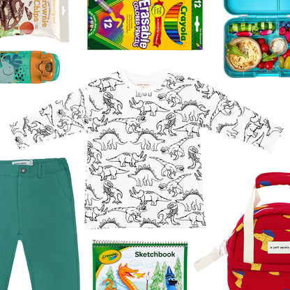 Made for Play - Long Sleeves Tee in Dino Sketch Print in White by Le Petit Society — image 9