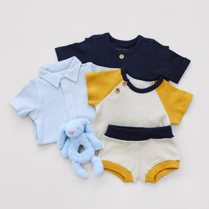 Baby Raglan Tee in Cream Waffle Jersey by Le Petit Society — image 3