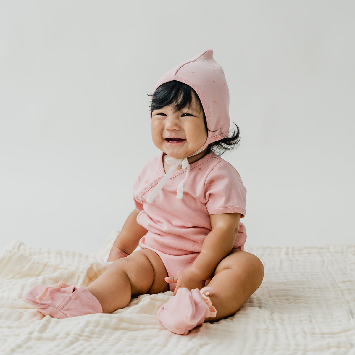 Baby Organic Kimono Romper in Flower Bud Print by Le Petit Society — image 5