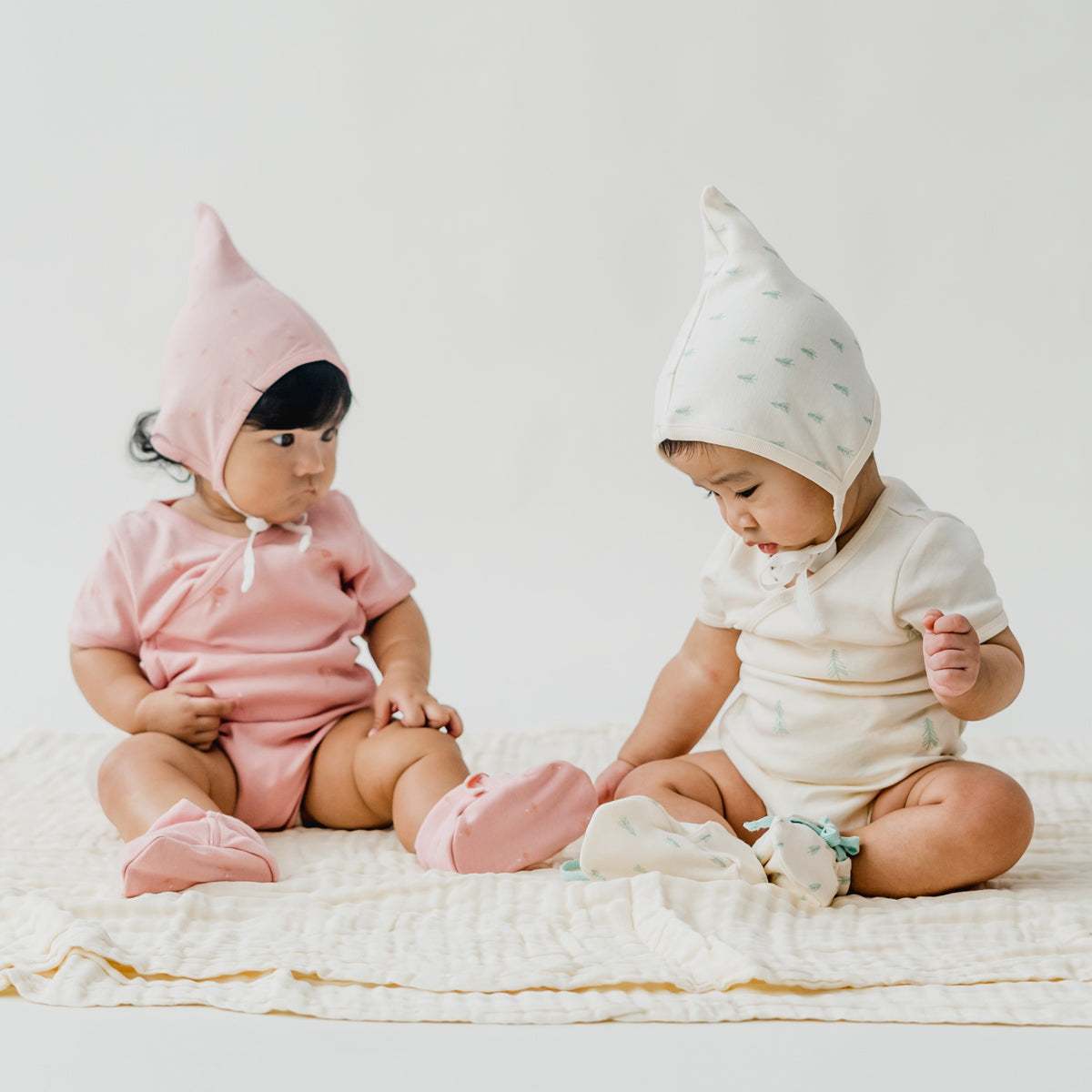 Baby Organic Kimono Romper in Flower Bud Print by Le Petit Society — image 6