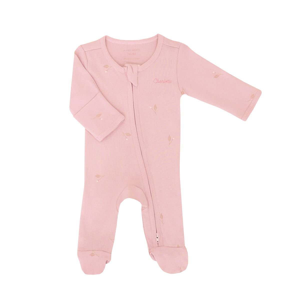 Baby Organic Zip Sleepsuit in Flower Bud Print by Le Petit Society — image 3