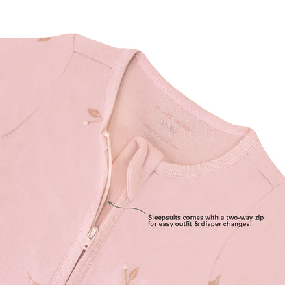 Baby Organic Zip Sleepsuit in Flower Bud Print by Le Petit Society — image 6