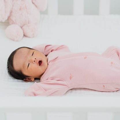 Baby Organic Zip Sleepsuit in Flower Bud Print by Le Petit Society