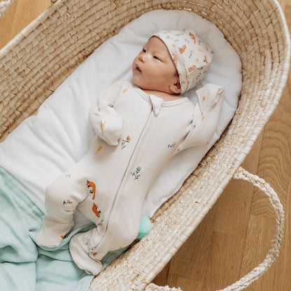 Baby Organic Zip Sleepsuit in Fox Print by Le Petit Society — image 2