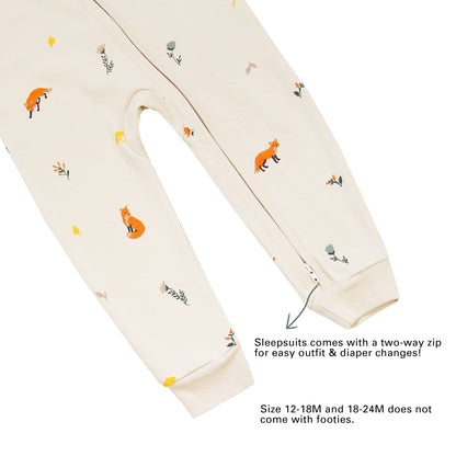 Baby Organic Zip Sleepsuit in Fox Print by Le Petit Society — image 16