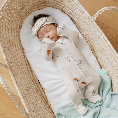 Baby Organic Zip Sleepsuit in Fox Print by Le Petit Society — image 3