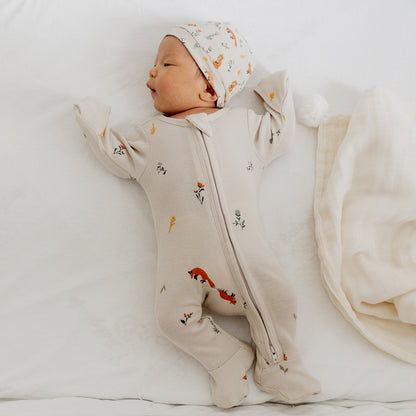 Baby Organic Zip Sleepsuit in Fox Print by Le Petit Society — image 5