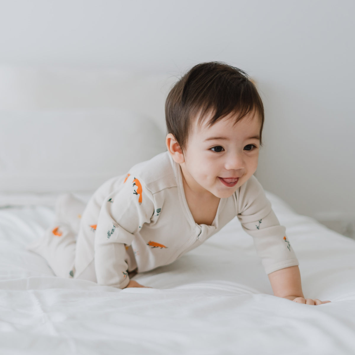 Baby Organic Zip Sleepsuit in Fox Print by Le Petit Society — image 6