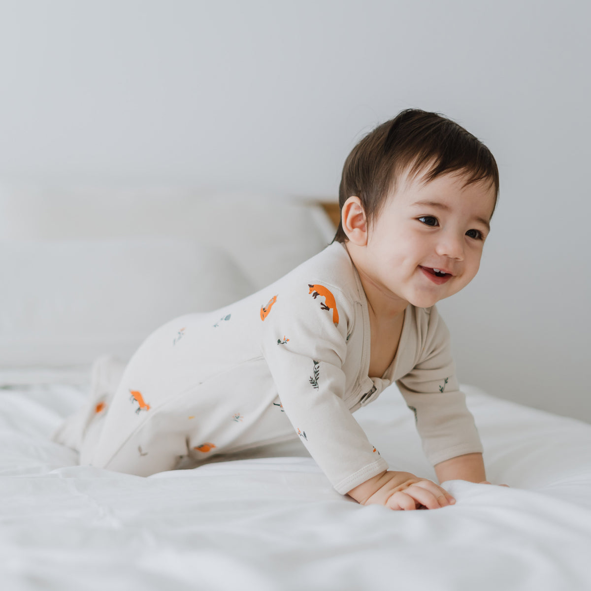 Baby Organic Zip Sleepsuit in Fox Print by Le Petit Society — image 8