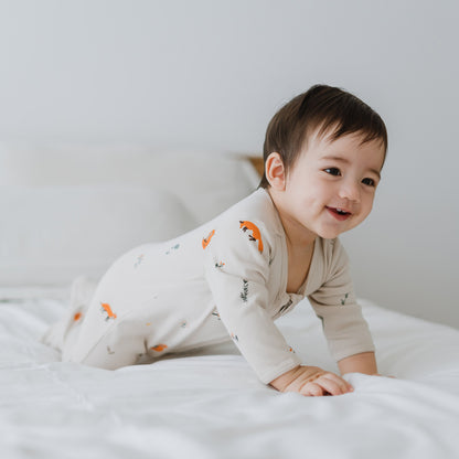 Baby Organic Zip Sleepsuit in Fox Print by Le Petit Society — image 8