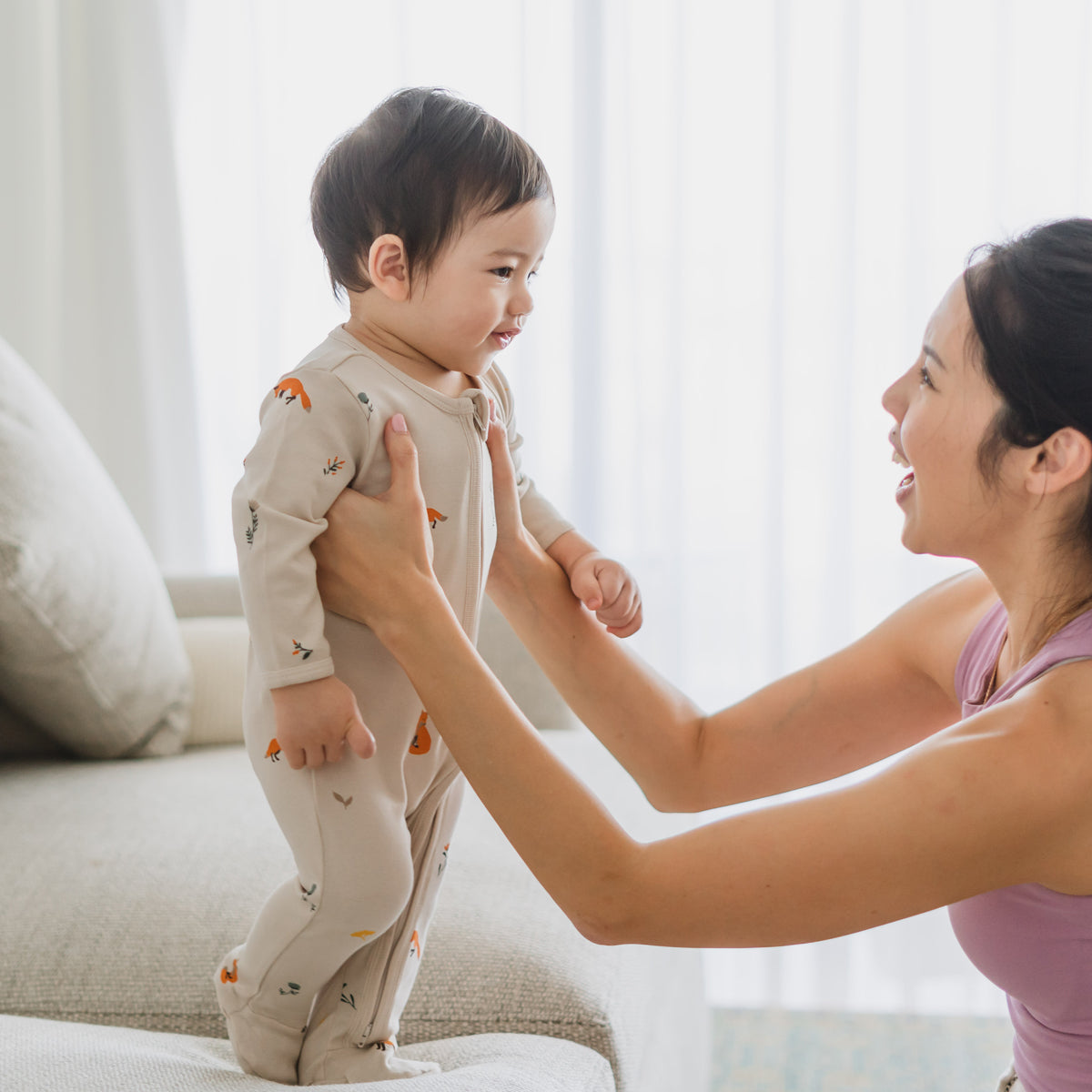 Baby Organic Zip Sleepsuit in Fox Print by Le Petit Society — image 9