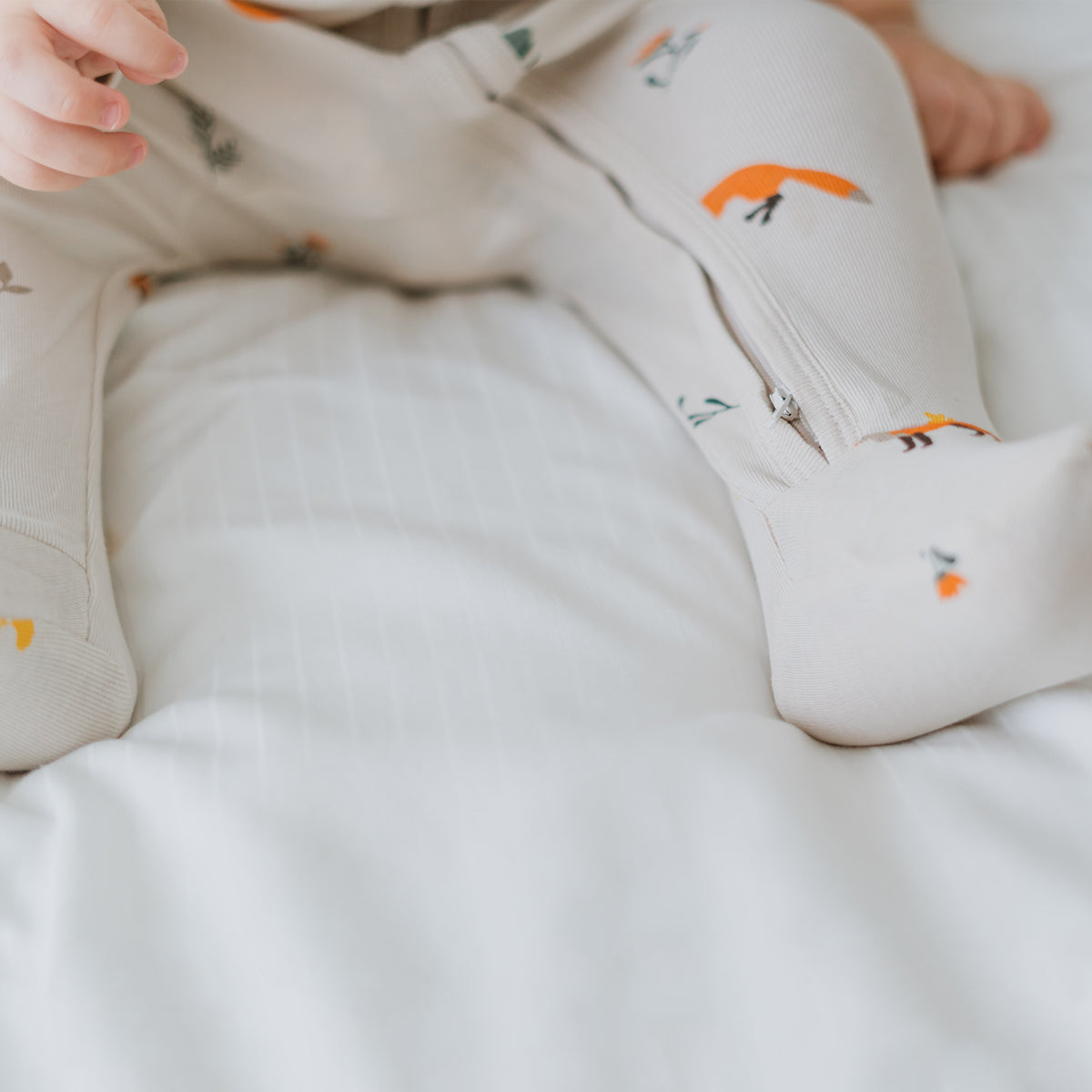 Baby Organic Zip Sleepsuit in Fox Print by Le Petit Society — image 10