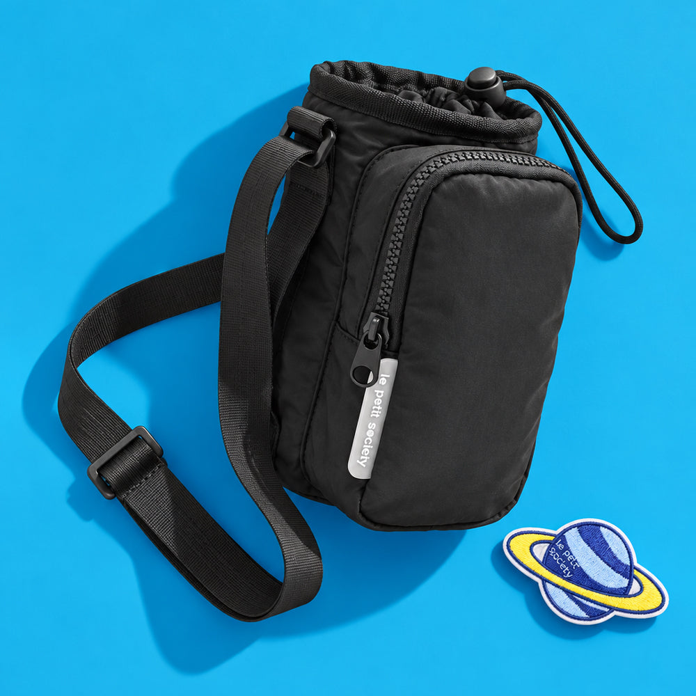Bottle Sling Bag 1.2L + Free Velcro Patch Bundle - Jet Black