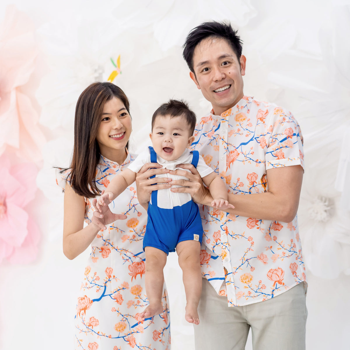 Garden Series - Baby Boy Suspender Romper in Blue by Le Petit Society