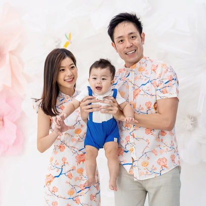 Garden Series - Baby Boy Suspender Romper in Blue by Le Petit Society — image 3