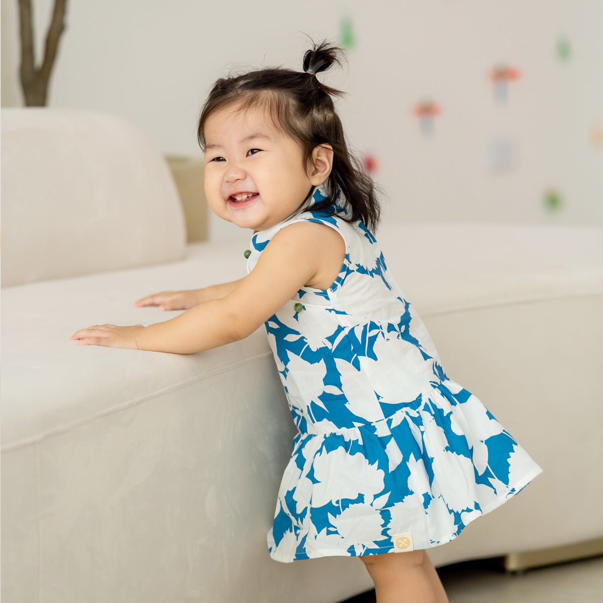 Garden Series - Baby Girl Dress in Blue Floral by Le Petit Society — image 7