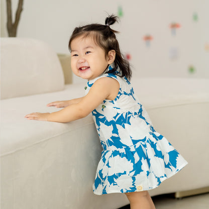 Garden Series - Baby Girl Dress in Blue Floral by Le Petit Society — image 7