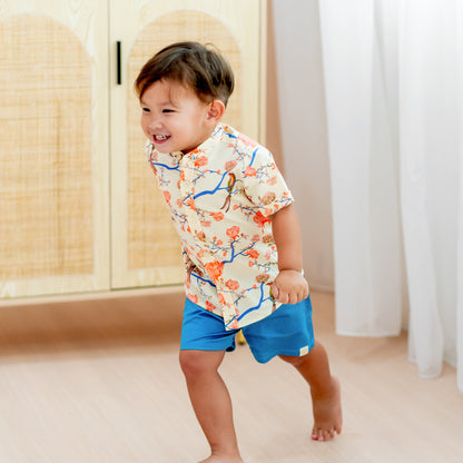 Garden Series - Boys Shirt in Yellow Peony by Le Petit Society