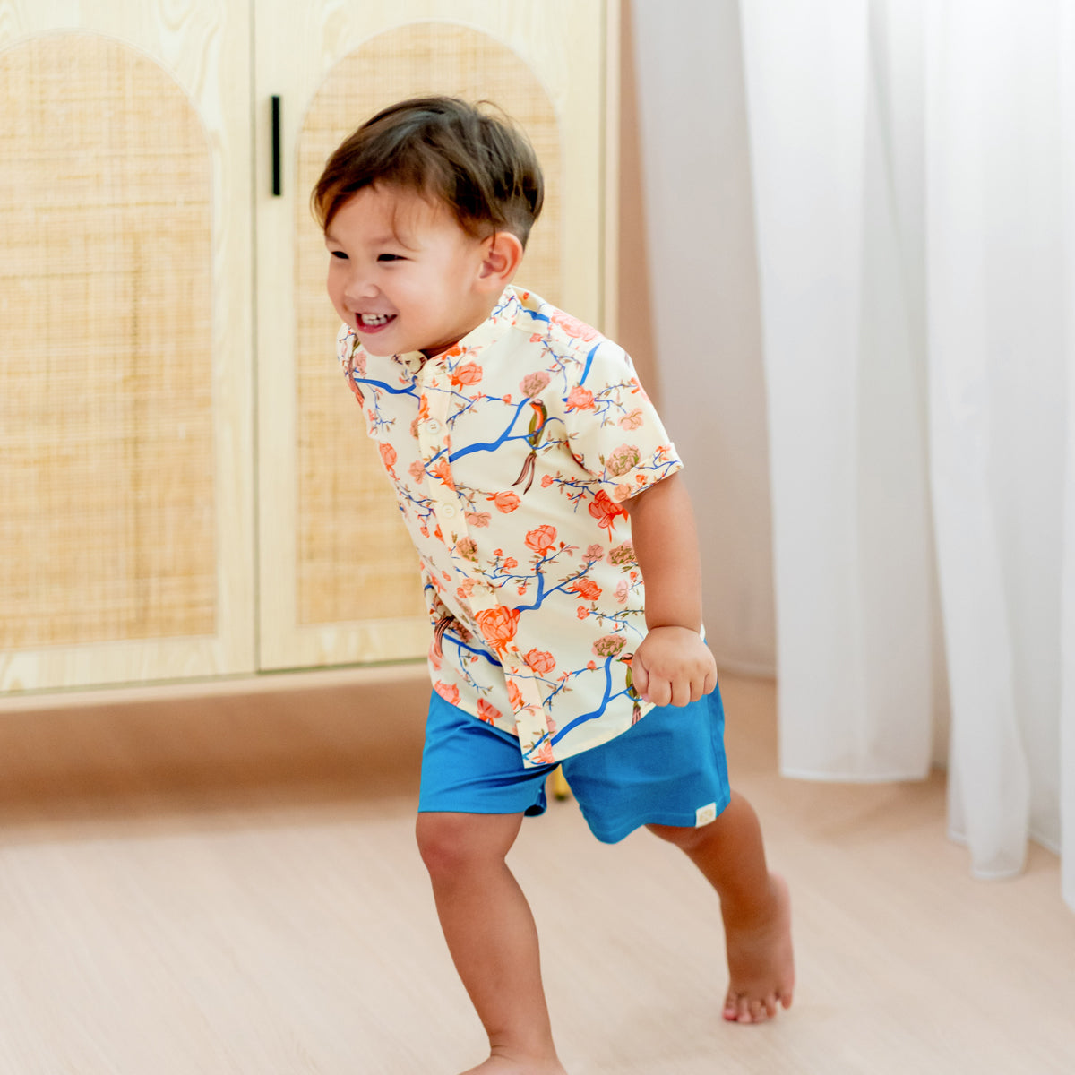 Garden Series - Boys Shirt in Yellow Peony by Le Petit Society — image 9