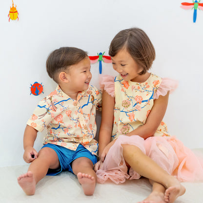 Garden Series - Boys Shirt in Yellow Peony by Le Petit Society — image 8