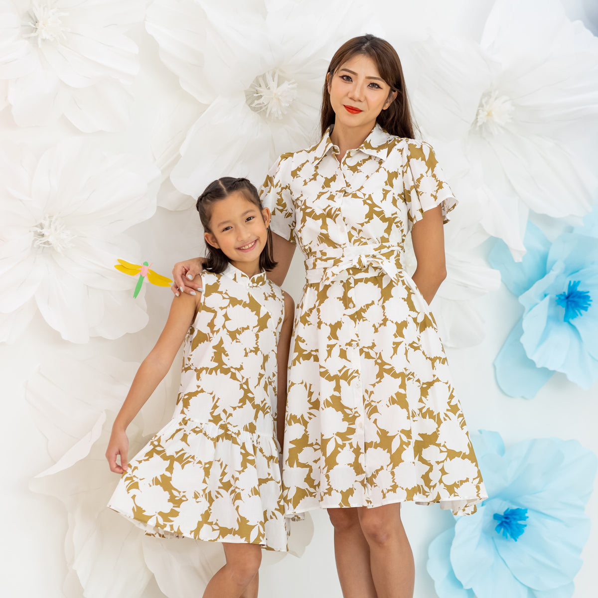 Garden Series - Girls Cheongsam in Ochre Floral by Le Petit Society — image 5