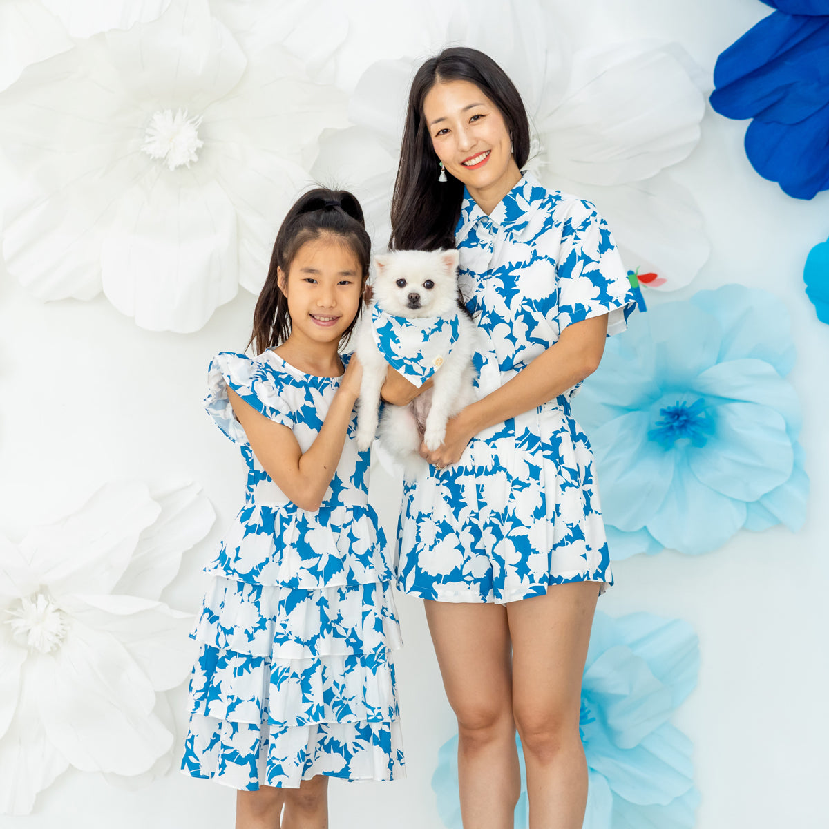 Garden Series - Girls Tiered Dress in Blue Floral by Le Petit Society