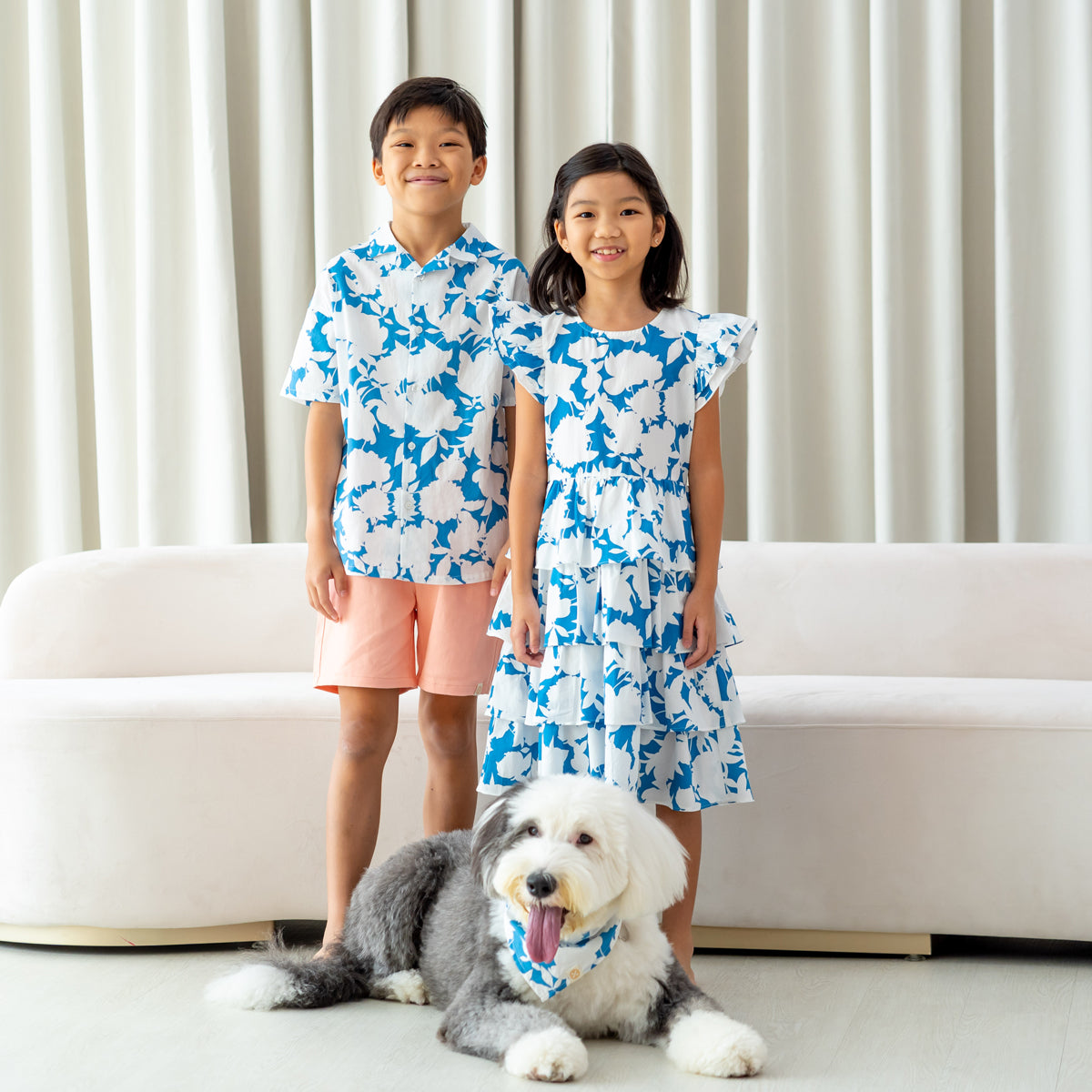 Garden Series - Girls Tiered Dress in Blue Floral by Le Petit Society — image 5