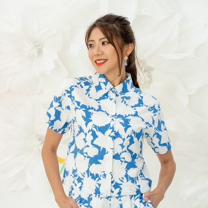 Garden Series - Ladies Shirt in Blue Floral by Le Petit Society — image 13