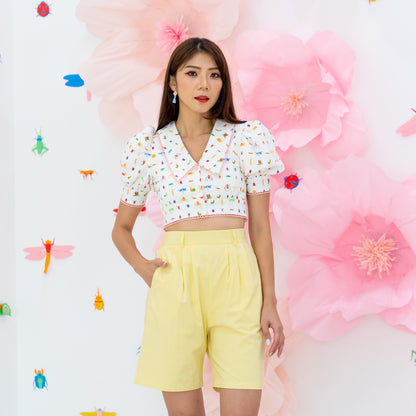 Garden Series - Ladies Shorts in Yellow by Le Petit Society — image 11