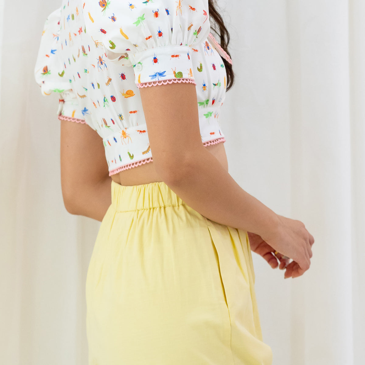 Garden Series - Ladies Shorts in Yellow by Le Petit Society — image 2
