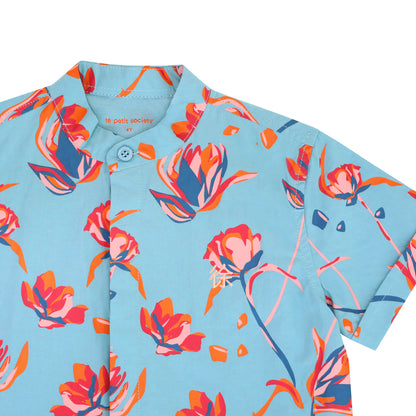 Garden Series - Boys Blue Shirt in Floral Print (Personalisable) by Le Petit Society — image 3