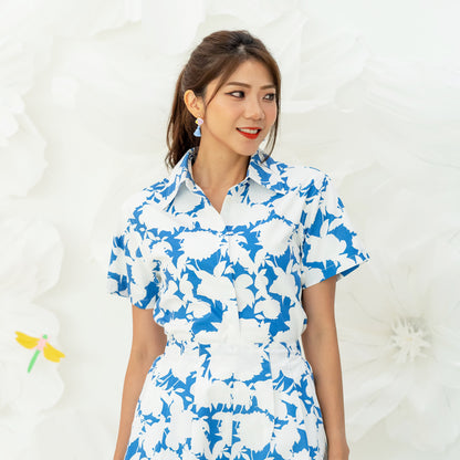 Garden Series - Ladies Shirt in Blue Floral by Le Petit Society — image 9