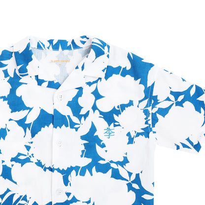 Garden Series - Boys Camp Collar Shirt in Blue Floral by Le Petit Society — image 7