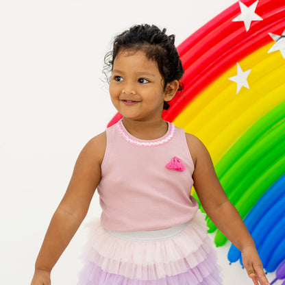 Party Series - Girls Ribbed Tank in Pink by Le Petit Society — image 10