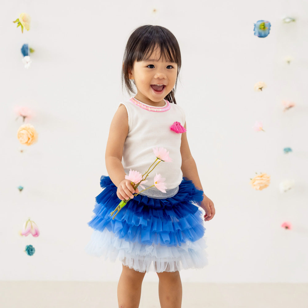 Party Series - Girls Ribbed Tank in White by Le Petit Society — image 5
